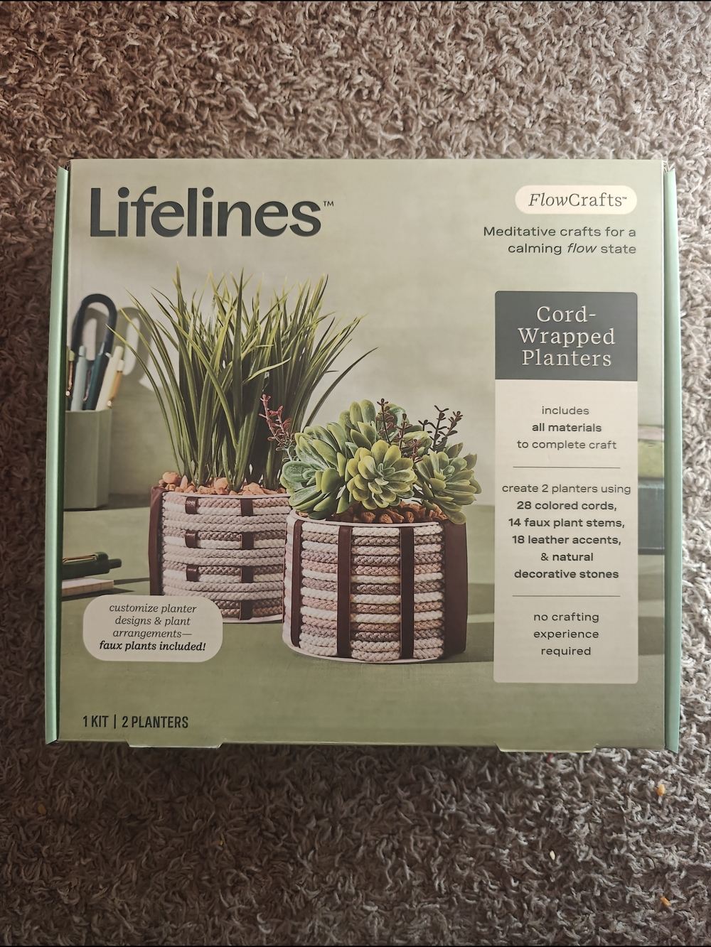Lifelines Adult Melissa & Doug Cord-Wrapped Planters Kit - Cream & Brown